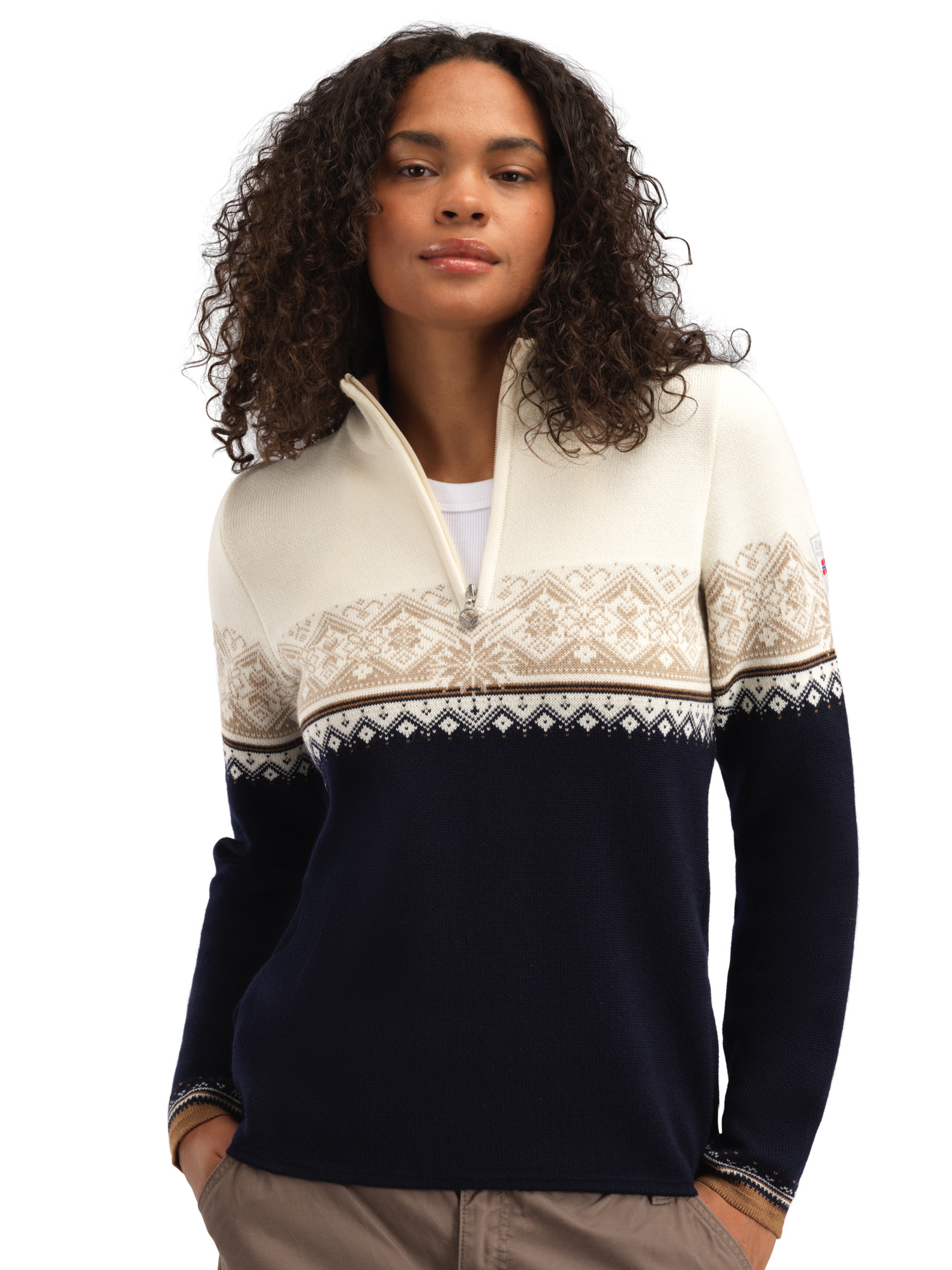 Moritz Women’s Sweater - Merino Wool Navy Bronze Beige Offwhite