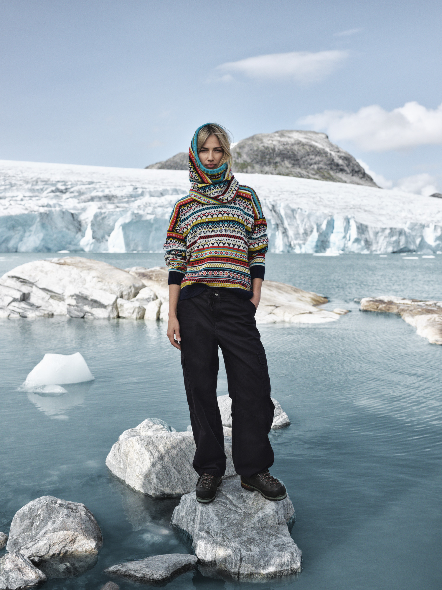 Utsira Women's Sweater Marine Offwhite Raspberry