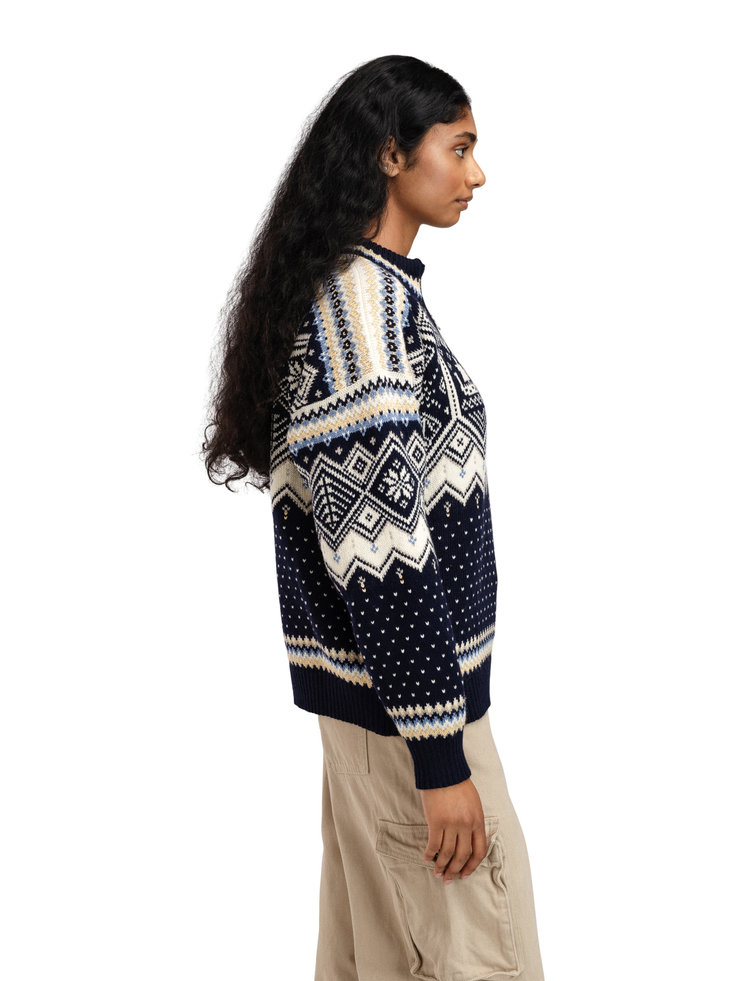 2025 Trondheim Women's Wool Sweater Navy Offwhite Sandmel.
